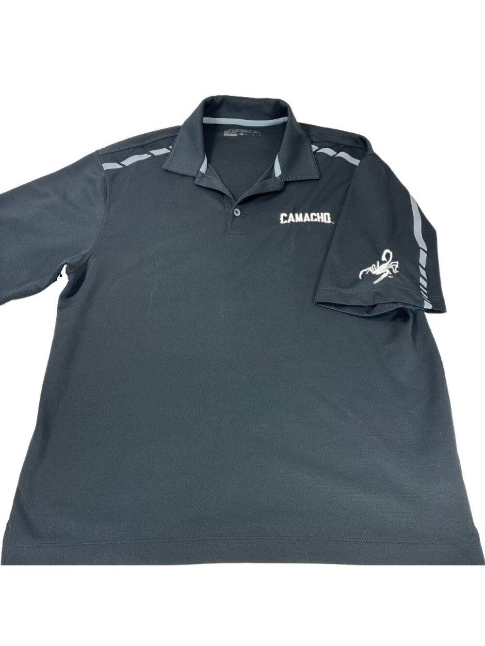 Nike Golf Mens M Dri Fit Polo Shirt Black Camacho Cigar Scorpion Logo 527807-010